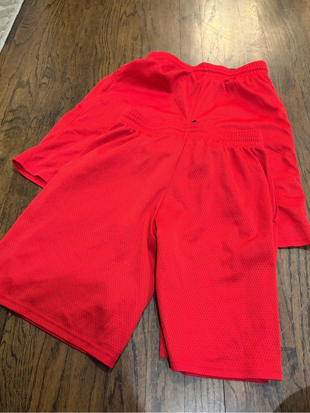 Bundle of 2 Reebok Red Mesh Athletic Shorts with Black Waistband Large (14/16)